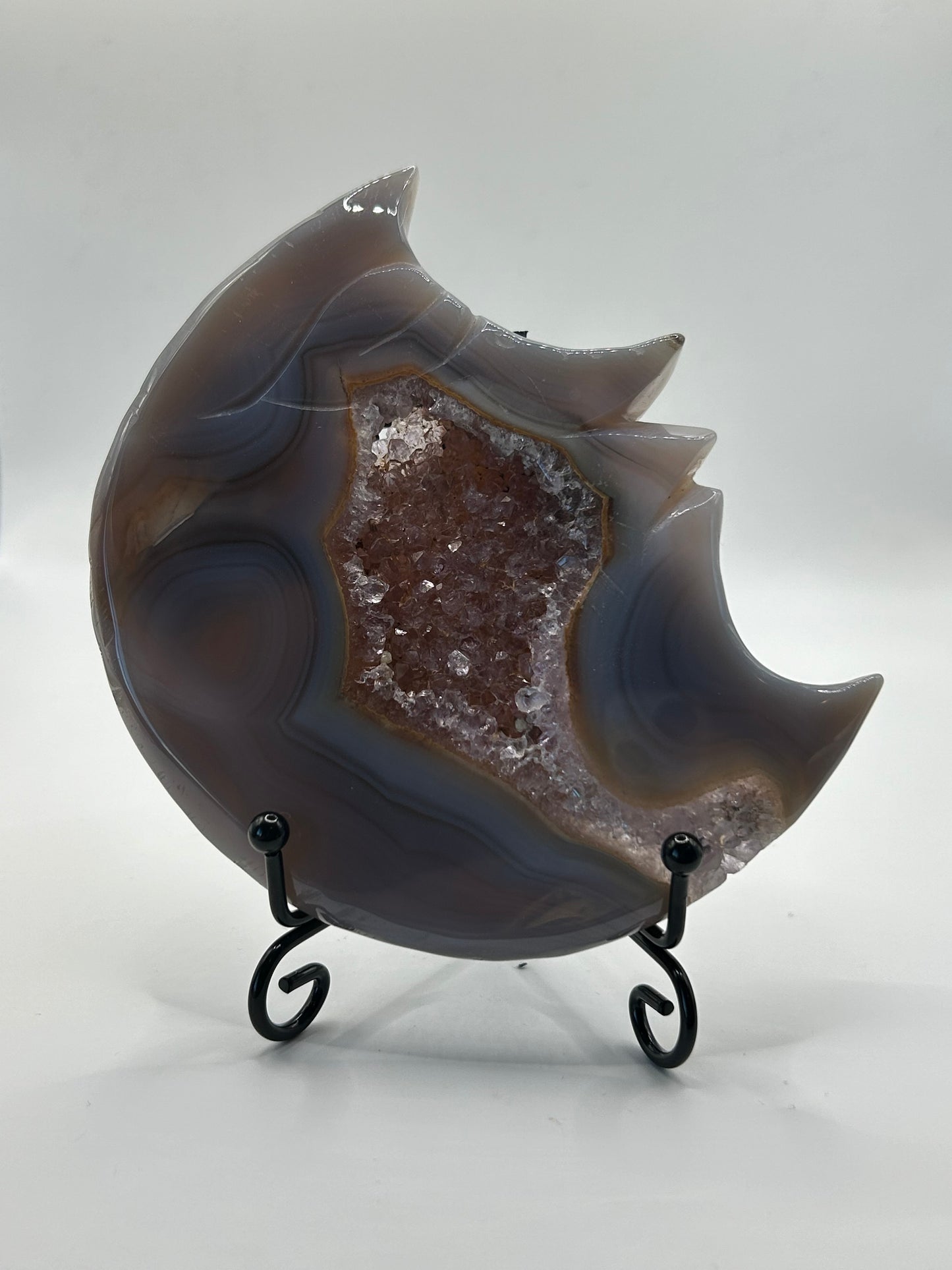 Moon Face(s), Agate w/ Druzy Amethyst