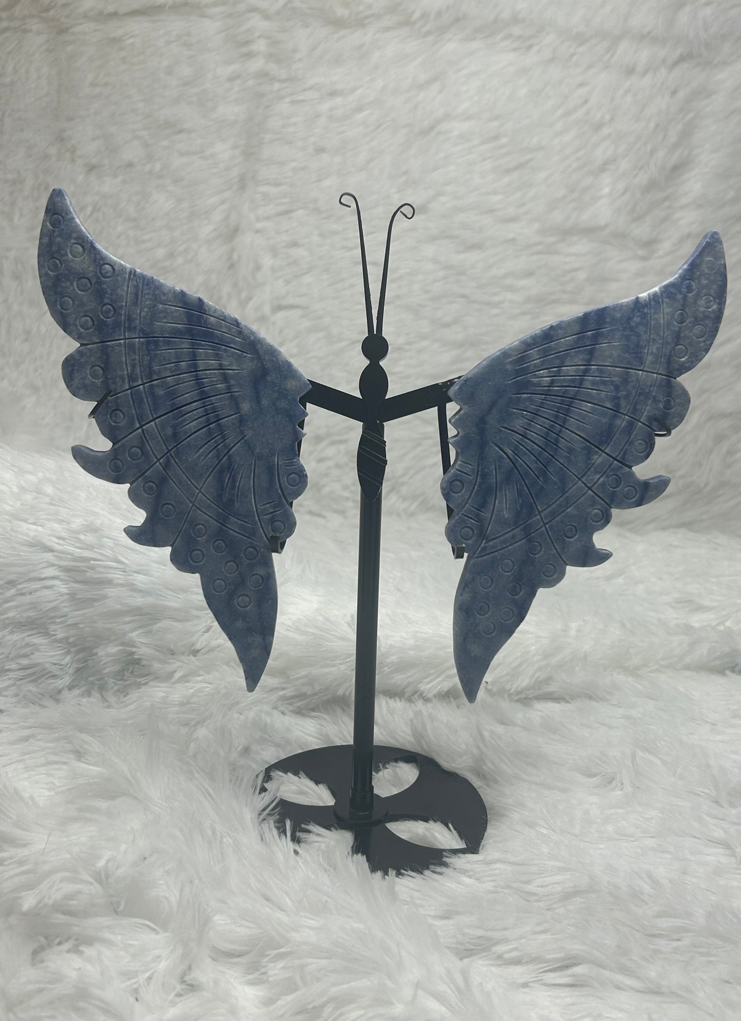 Butterfly Wings on Stand (Large) - Rose Quartz