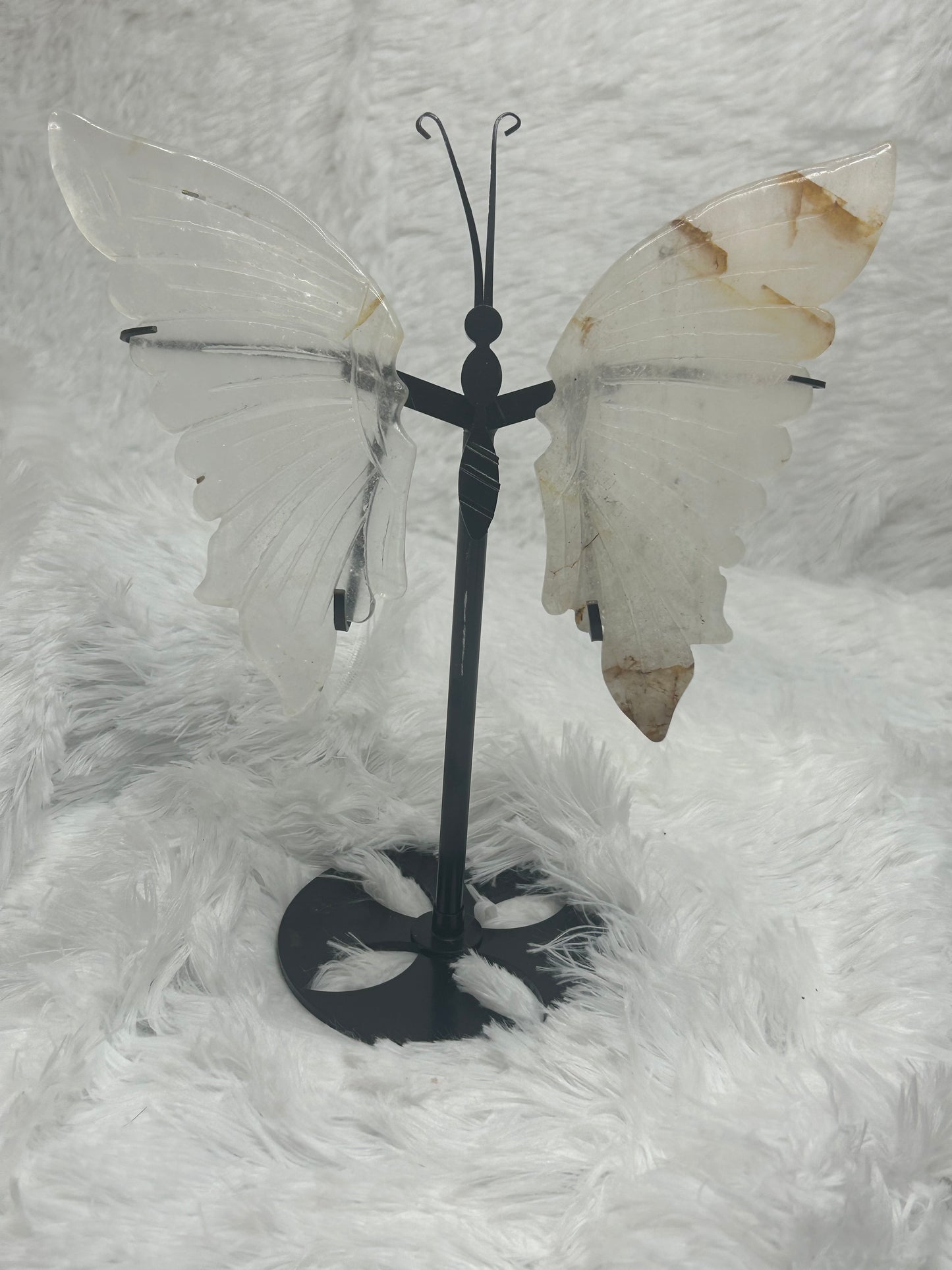 Butterfly Wings on Stand (Large) - Rose Quartz
