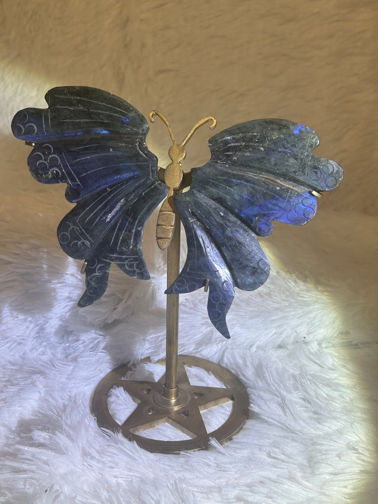 Butterfly Wings on Stand (Large) - Rose Quartz