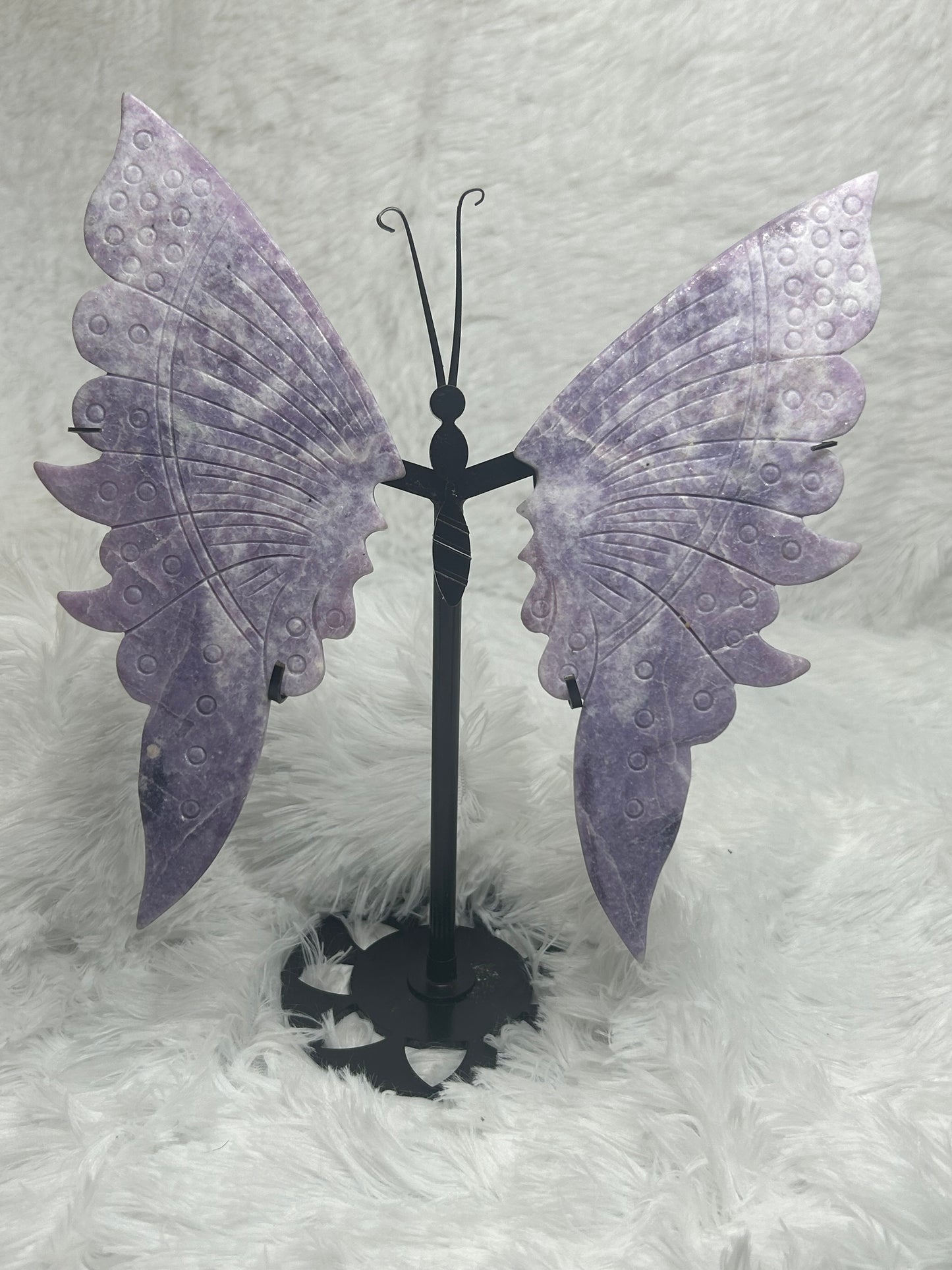 Butterfly Wings on Stand (Large) - Rose Quartz