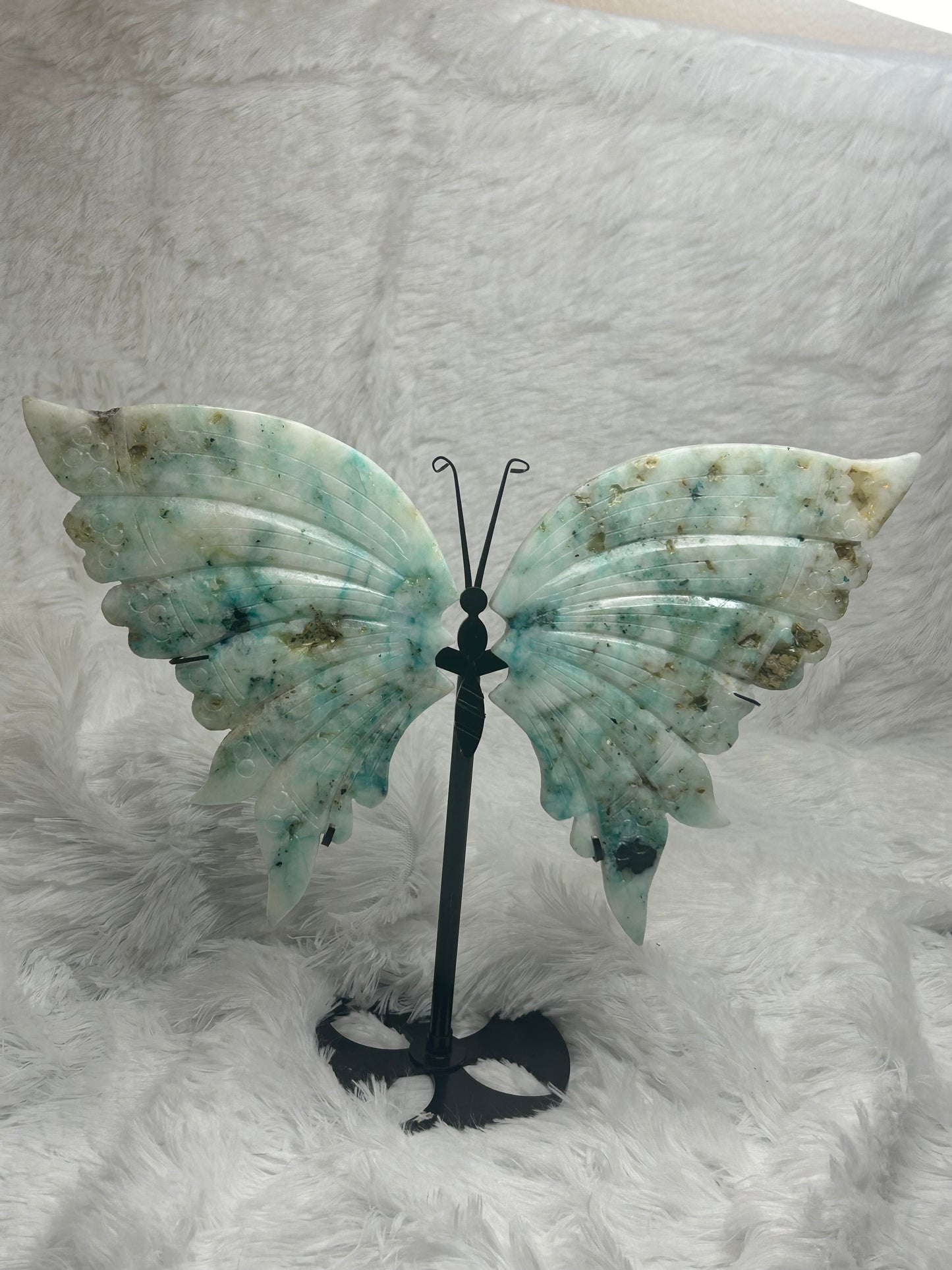 Butterfly Wings on Stand (Large) - Rose Quartz