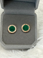 Earrings, Malachite