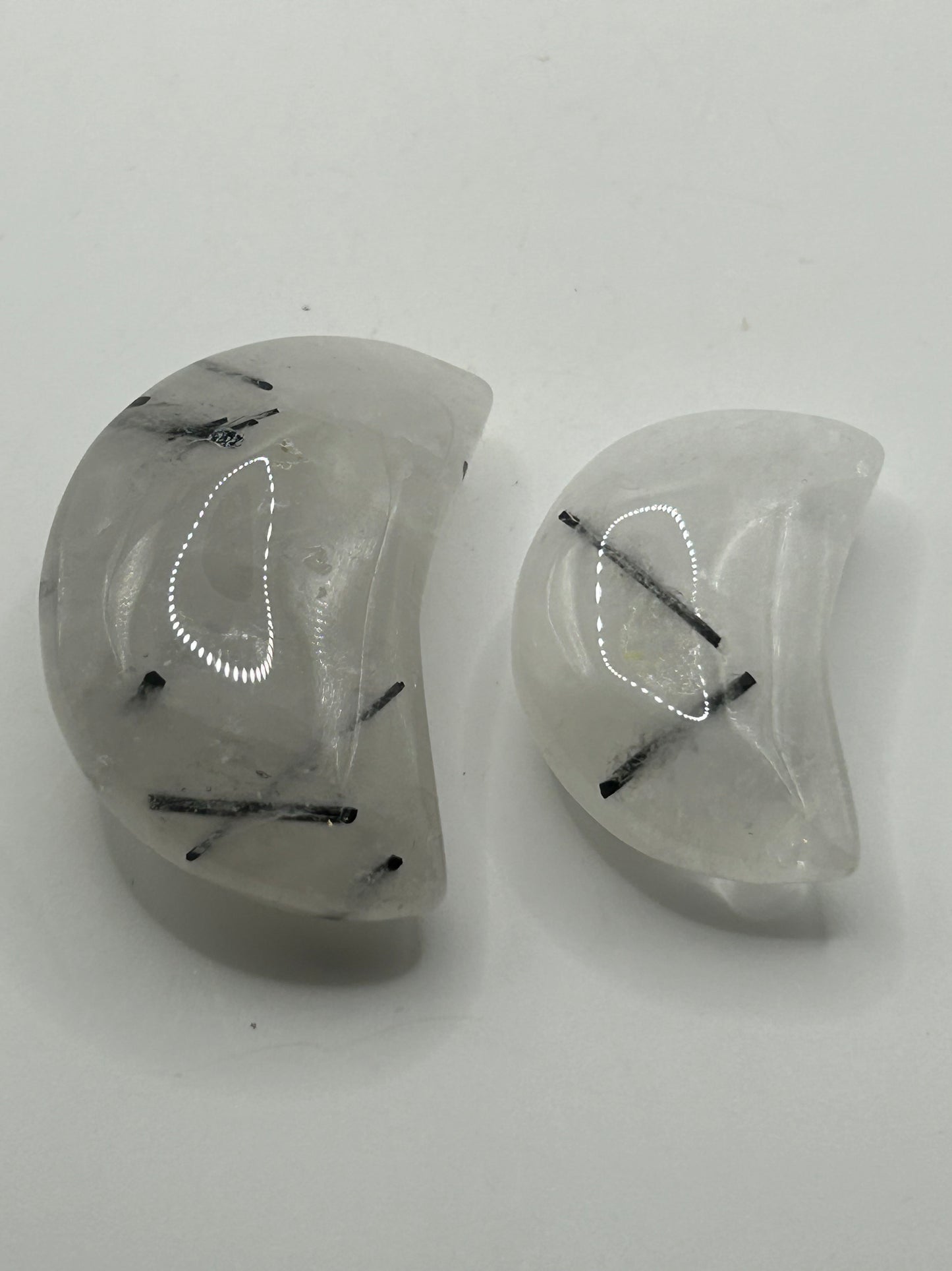 Moon(s), Black Tourmaline in Clear Quartz