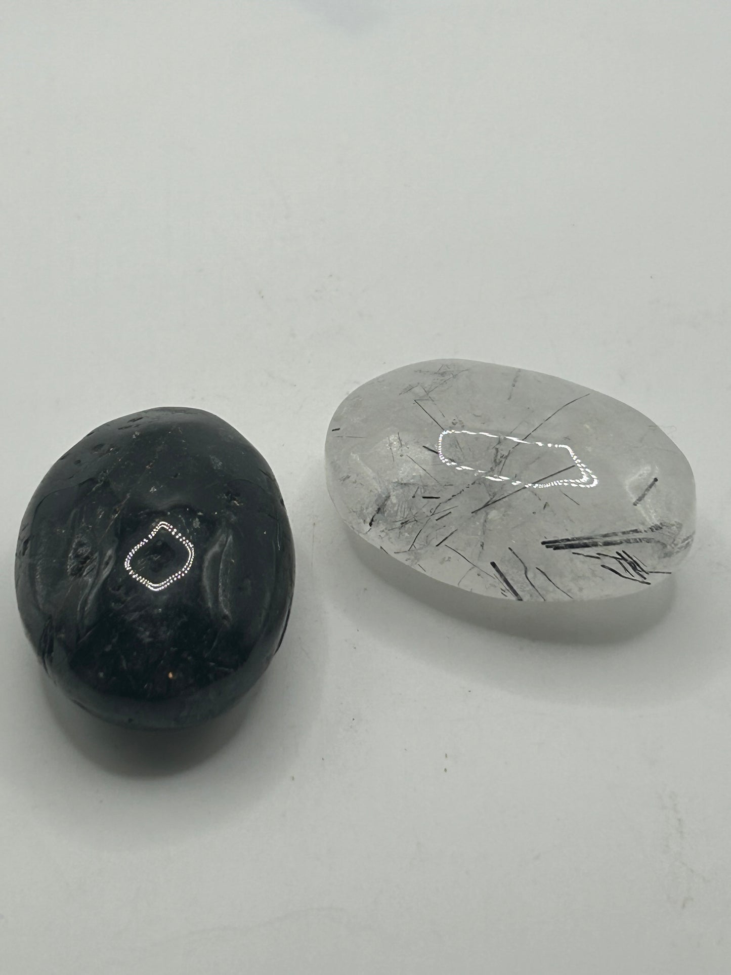 Palm Stone(s), Black Tourmaline in Quartz