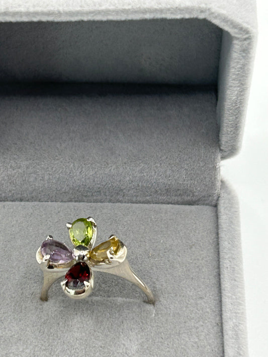 Ring(s) - (9056) - Amethyst, Citrine, Garnet, and Peridot Flower