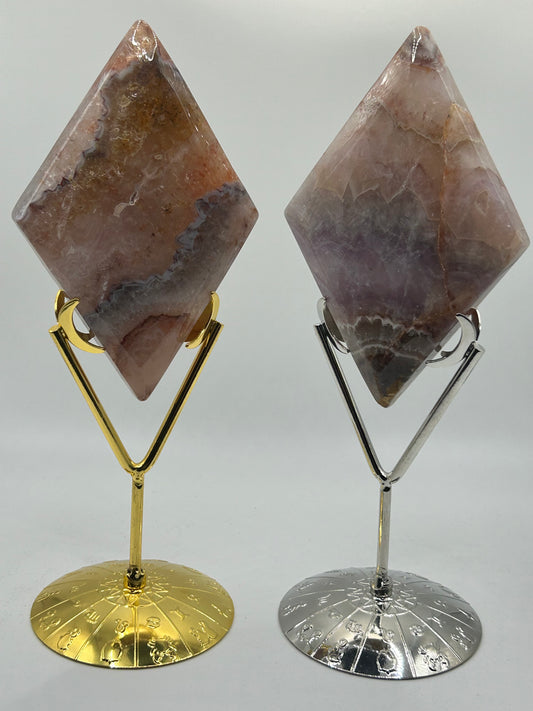 Diamond(s), Amethyst and Mexican Crazy Lace Agate (Stand Included)