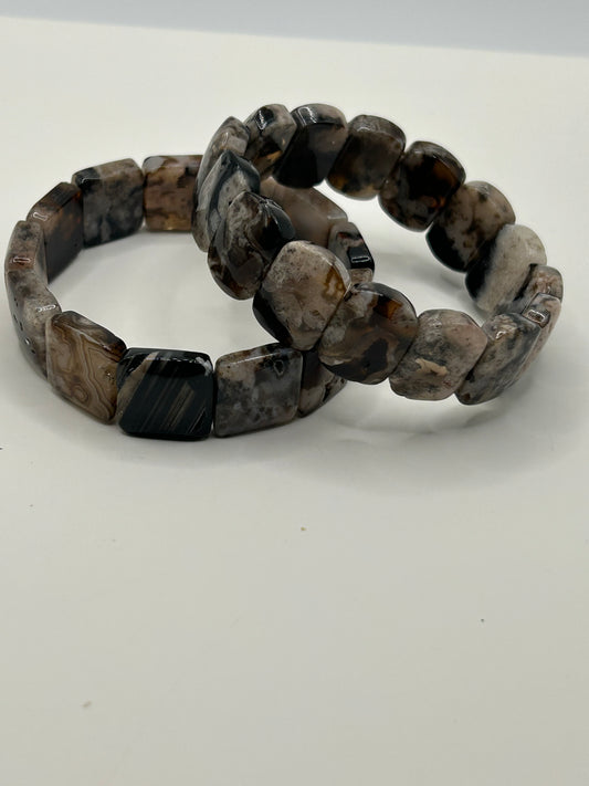 Bangle - Black Flower Agate