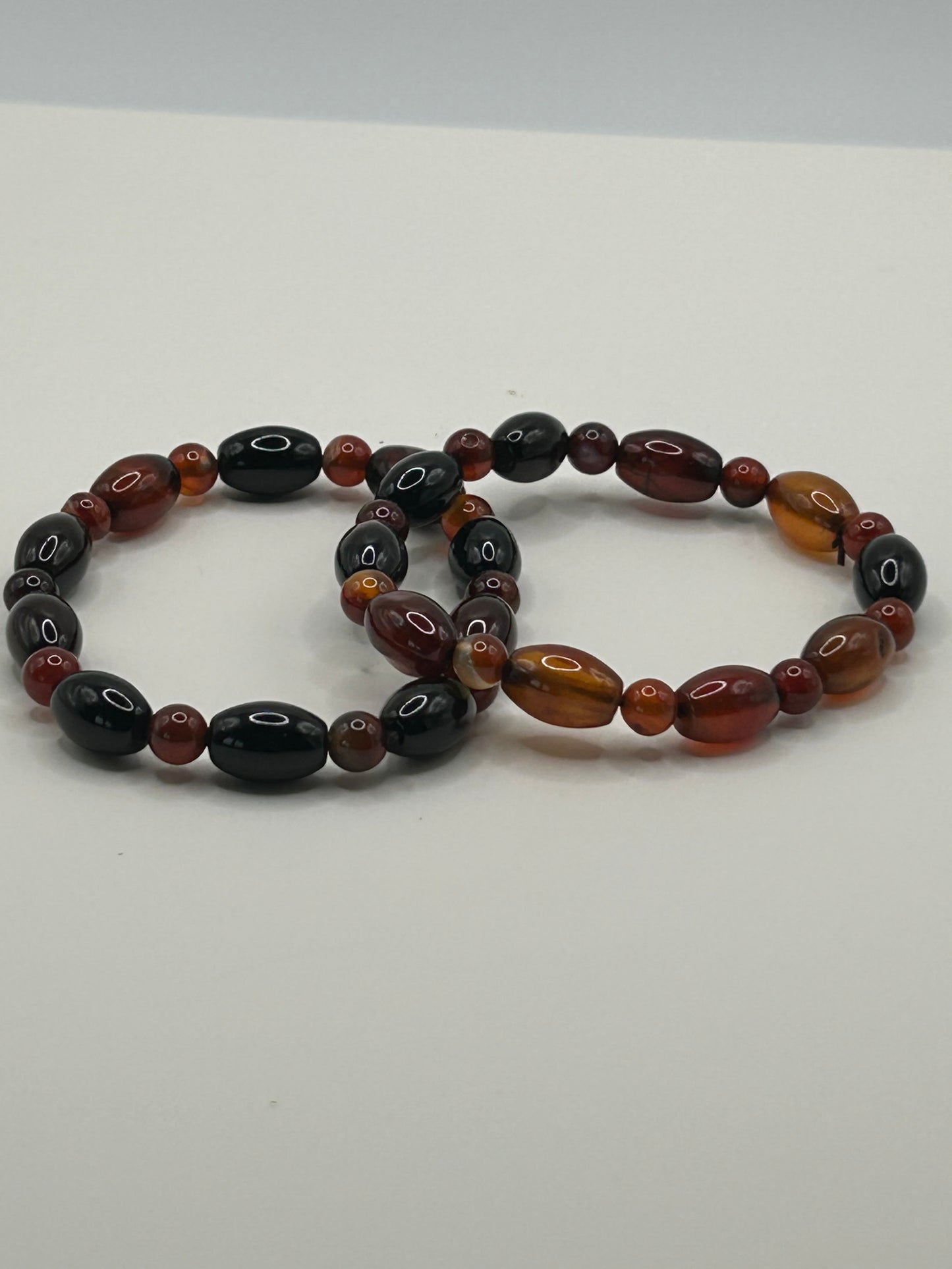 Bracelet - Black Agate with Carnelian Sardonyx