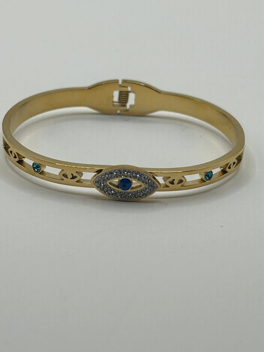 Bangle - Evil Eye (925 Sterling Silver Gold Plated)