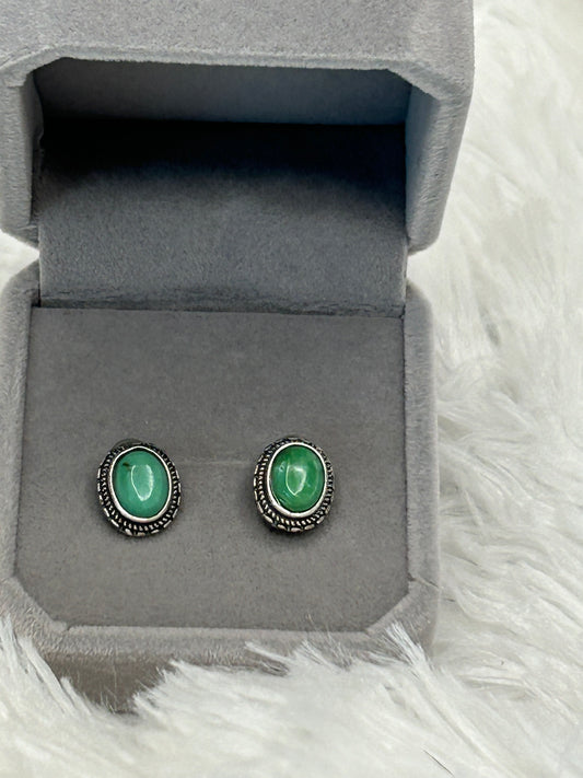 Earrings, Green Jasper