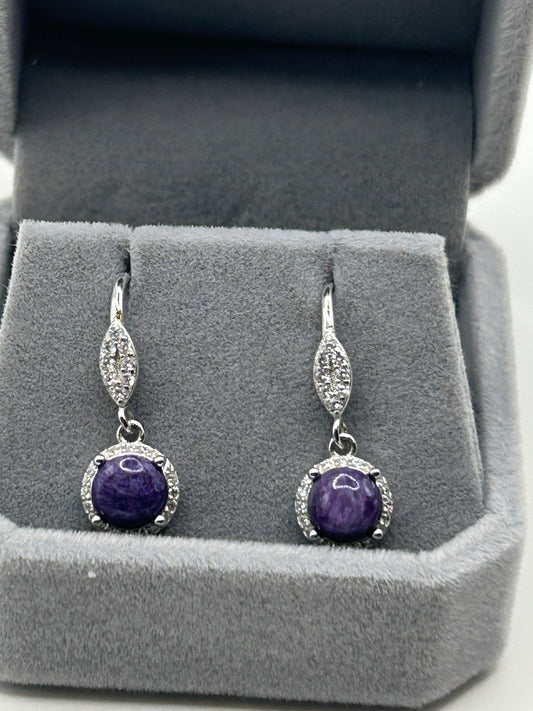 Earrings, Charoite