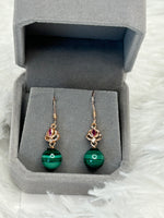 Earrings, Malachite