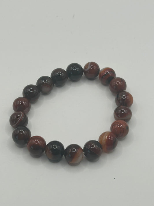 Bracelet - Black Agate with Carnelian Sardonyx