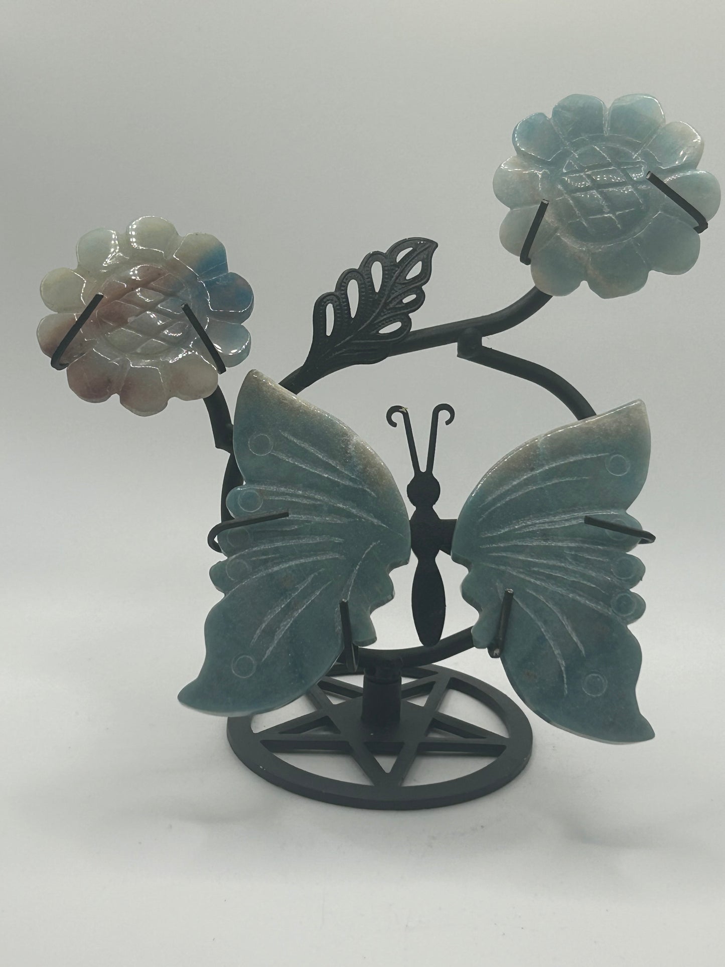 Butterfly with 2 Flowers on Stand