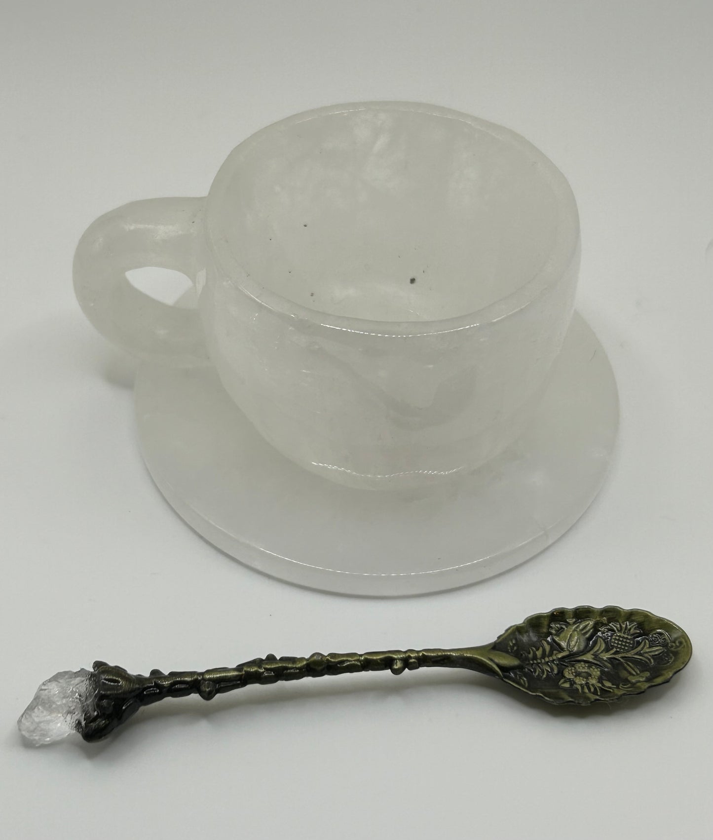 Teacup, Coaster and Spoon Set - Clear Quartz