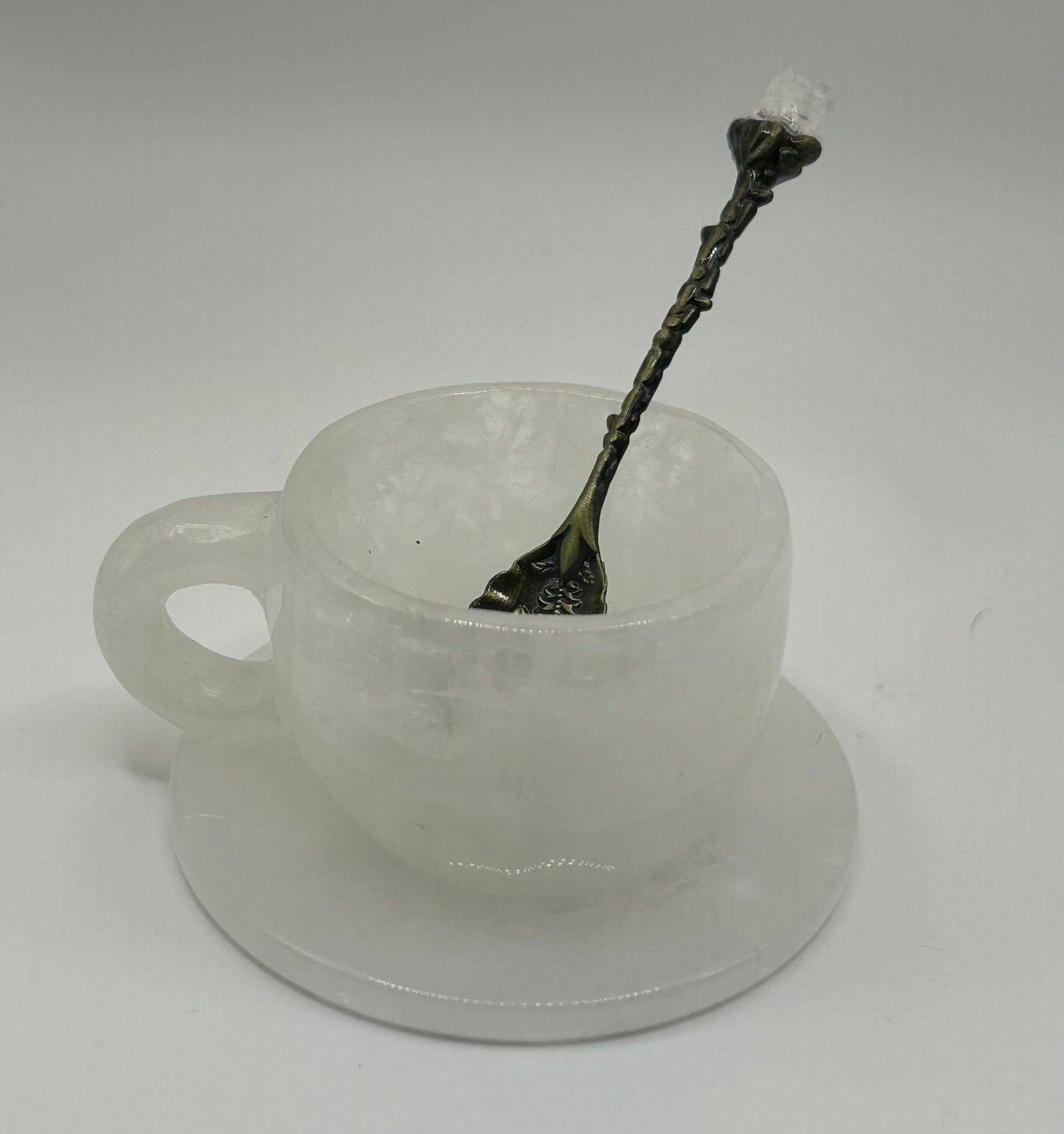 Teacup, Coaster and Spoon Set - Clear Quartz
