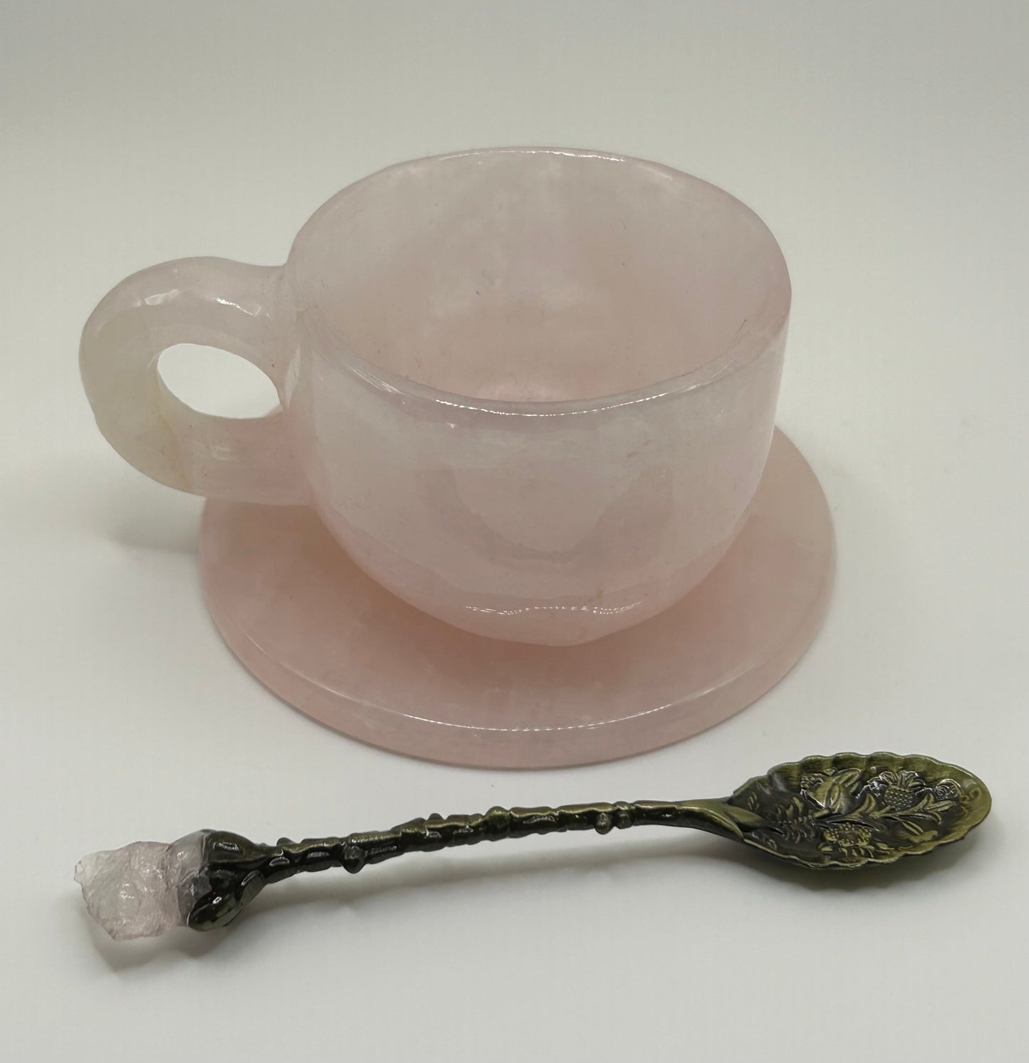Teacup, Coaster and Spoon Set - Rose Quartz