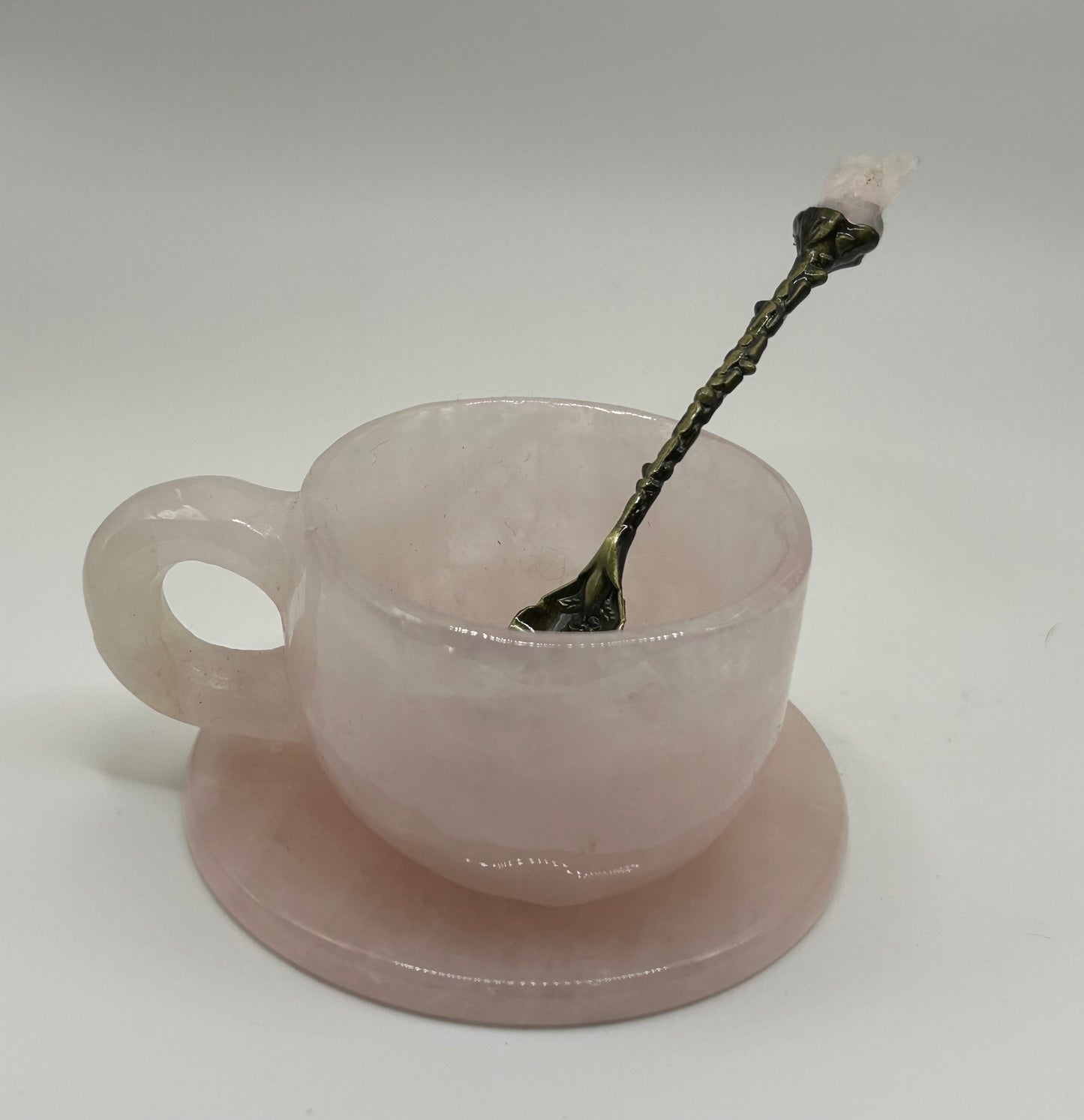 Teacup, Coaster and Spoon Set - Rose Quartz