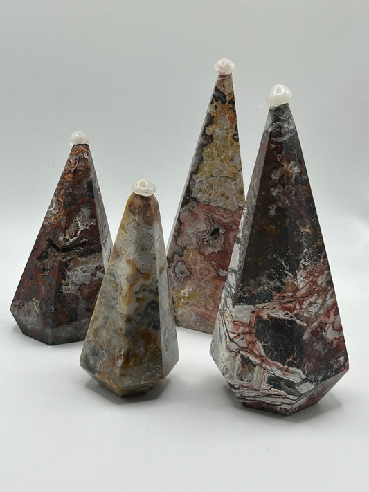 Diamond Tower(s), Mexican Crazy Lace Agate (No Stand Included)