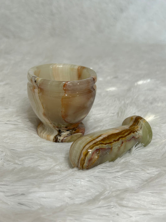 Mortar & Pestle - African Jade & Green Onyx