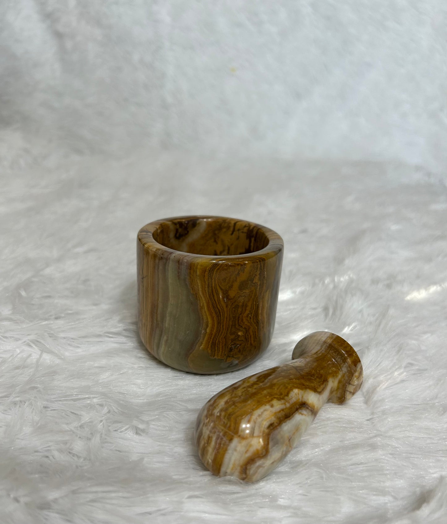 Mortar & Pestle - African Jade & Green Onyx