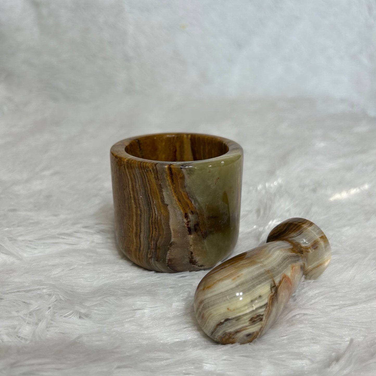 Mortar & Pestle - African Jade & Green Onyx