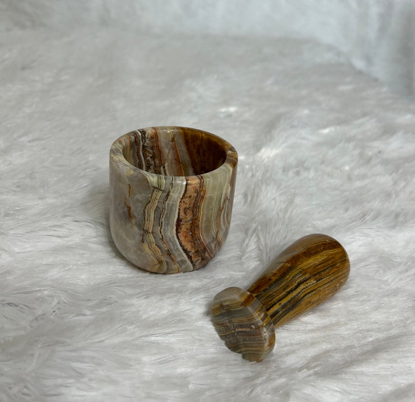 Mortar & Pestle - African Jade & Green Onyx