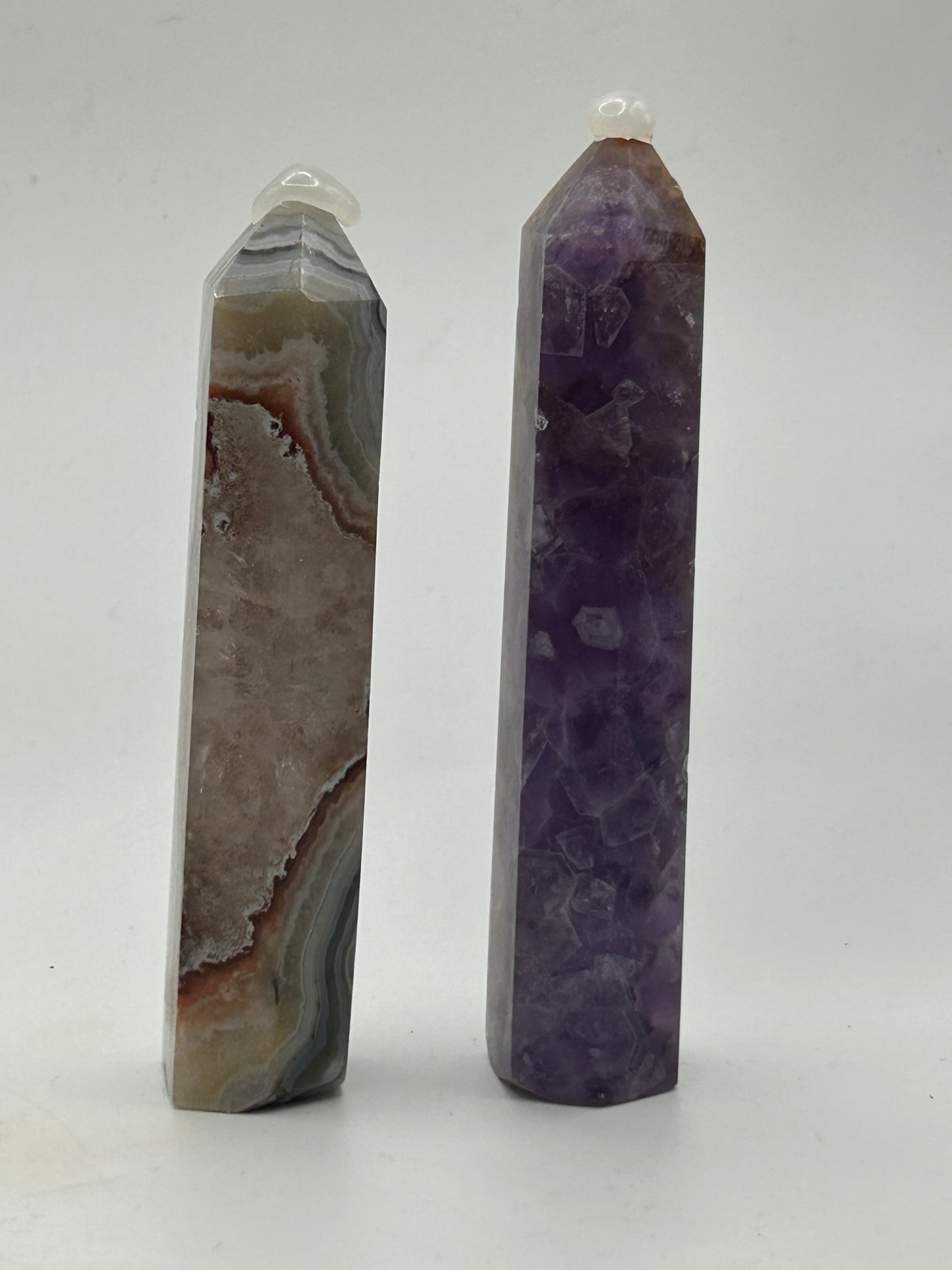 Tower(s) - Amethyst and Mexican Crazy Lace Agate