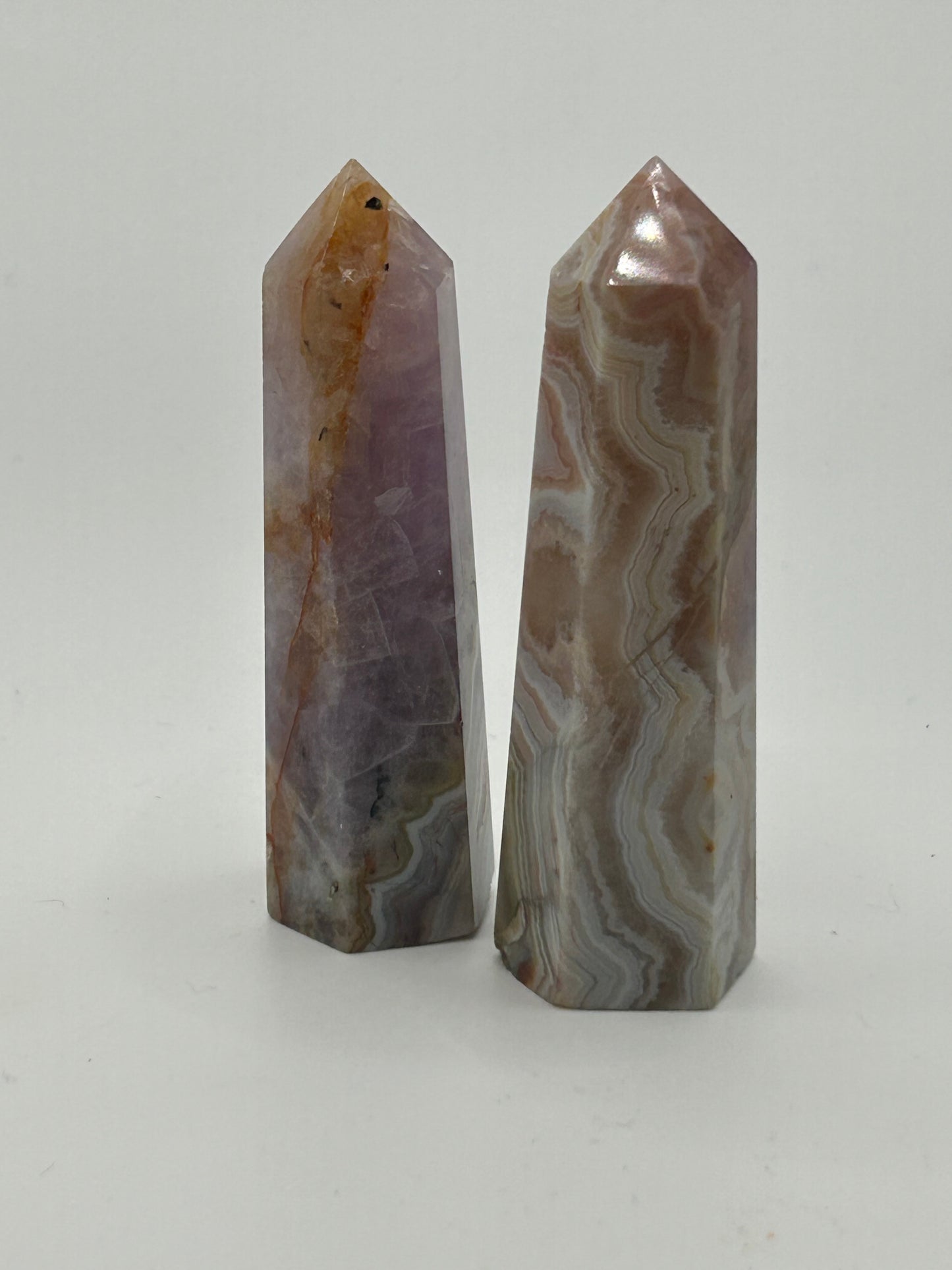 Tower(s) - Amethyst and Mexican Crazy Lace Agate