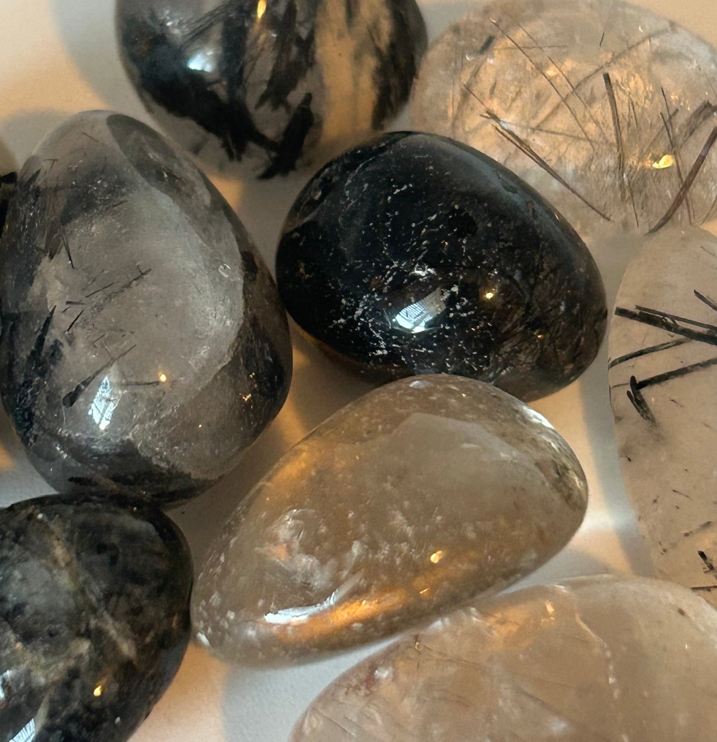 Tumble(s) - Black Tourmaline in Quartz